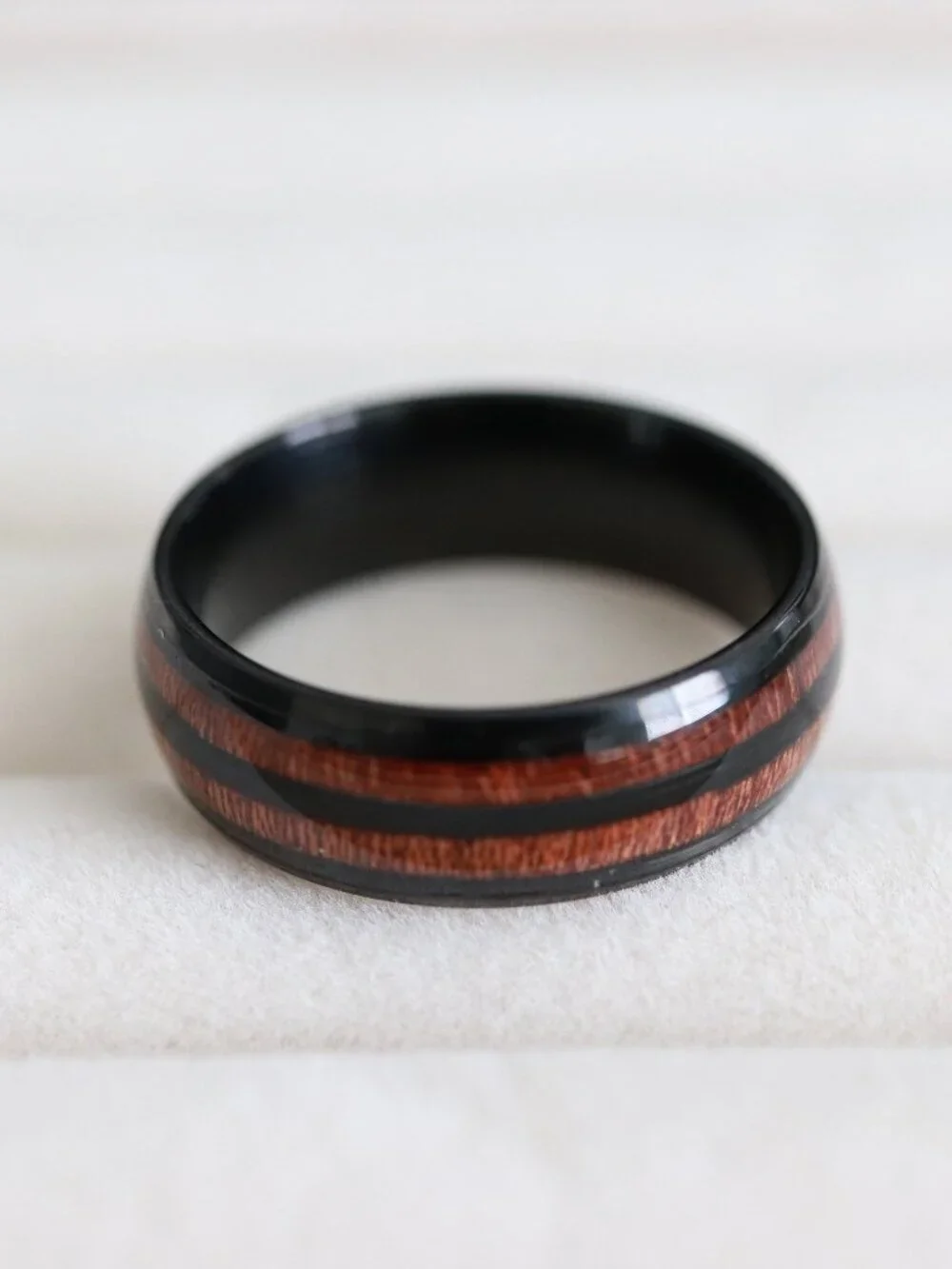 BB8 Mens Ring 8mm 2-Tone Black/Brown Wedding Band Ring Stainless Steel - Picture 2 of 4